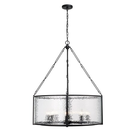 Z-Lite Barrington Chandelier, 8-Light, 32 In.W x 39.5 In.H, Matte Black/Clear Waterglass 346P32-MB